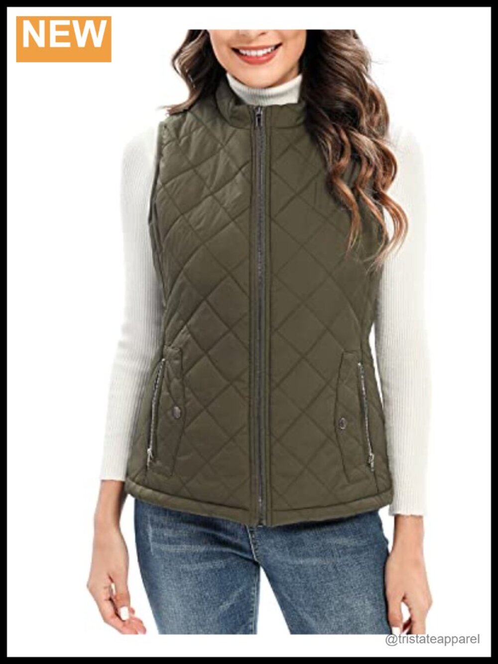 Women's Quilted Puffer Vest 4 Pockets Lightweight Sleeveless Gilet